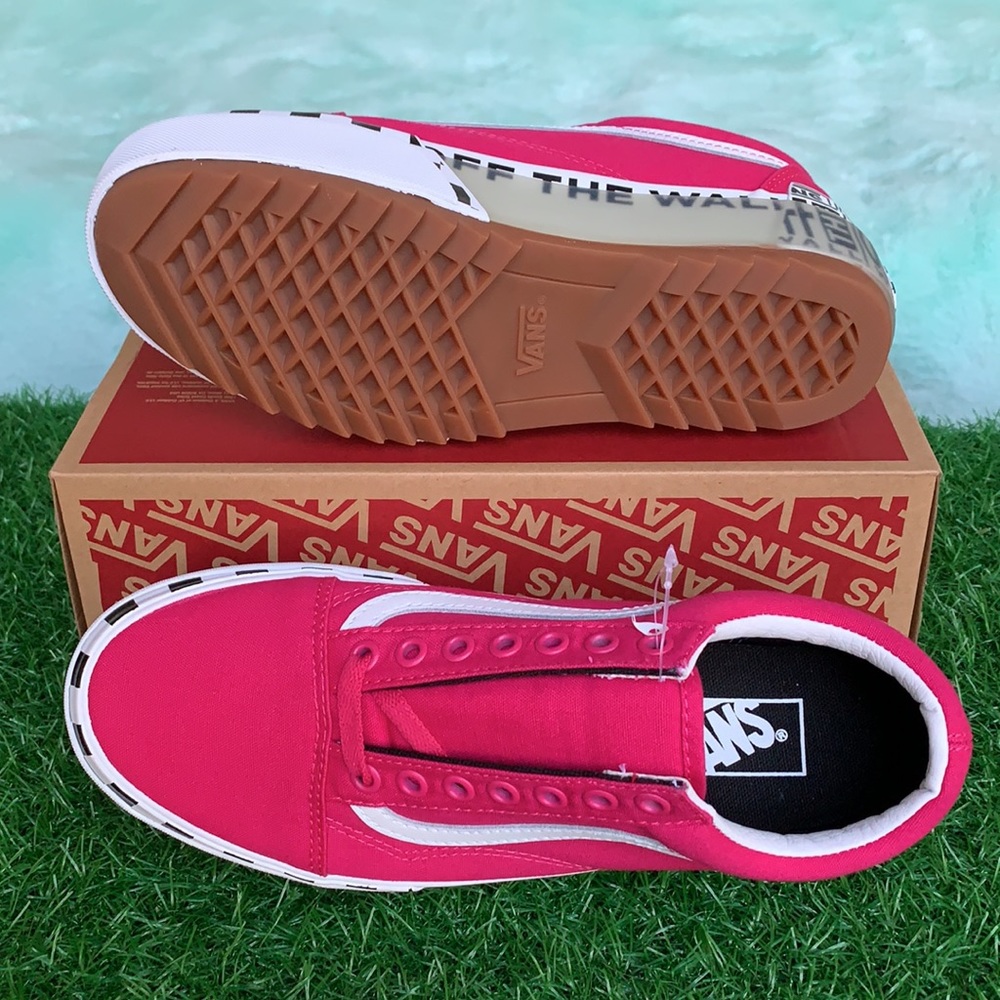 VANS OLD SKOOL STACKED LOGO STACK CABARET/TRWHT WM - Picture 3 of 13